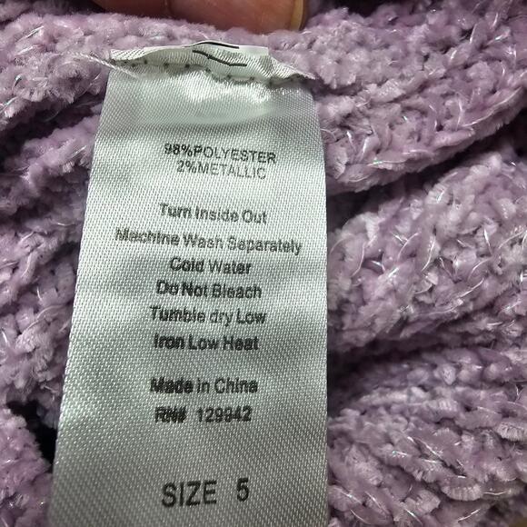 Btween Kids 5 Lilac Chenille Hoodie Sweater Metallic Knit NWT Holiday Cozy - Picture 10 of 10